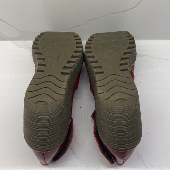 FLY London Crossover Mary Jane Wedge RED Portugal Adjustable Womens Size - Picture 6 of 12